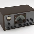 Vintage Brown Square Headphone Speaker With Knobs Dials And Indicator Lights 3d model