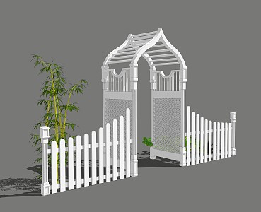 Modern gate fence 3d model