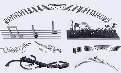 Modern City Sculpture Music Sculpture Combination 3d model