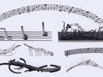 Modern City Sculpture Music Sculpture Combination 3d model