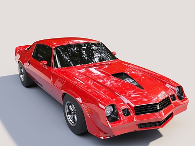 American Retro Red Muscle Car Classic Car sports car 3d model