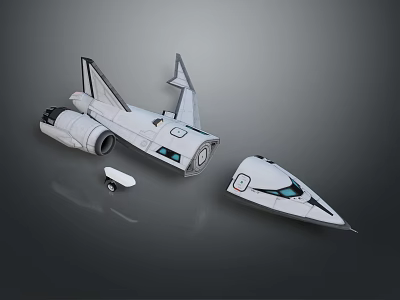 Detailed Space Shuttle Model With Separated Components And Spacecraft Design 3d model