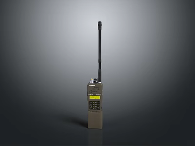Tactical Handheld Weapon With Long Antenna Brown Body Keypad And Display Screen 3d model