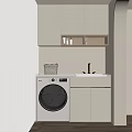 Modern Balcony Cabinet Design With Washing Machine And Sink