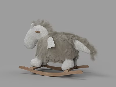 Plush Gray Horse Shaped Kids Rocking Chair With Wooden Rockers And Soft Material 3d model Plush Gray Horse Shaped Kids Rocking Chair With Wooden Rockers And Soft Material 3d model