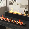 Modern Electric Fireplace With Realistic Burning Flames In Living Room Interior