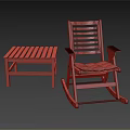 Wooden Leisure Rocking Chair With White Cushion And Matching Side Table For Relaxation