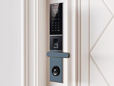 Smart Door Handle With Fingerprint Keypad Camera And Modern Security Functions 3d model