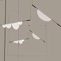 Modern Chandeliers With Curved Metal Frames And Petal Shaped Lampshades In Minimalist Interior Space