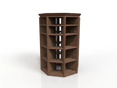 Hexagonal Wooden Bookshelf Design With Multiple Shelves For Home Decor 3d model