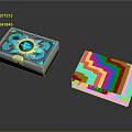 Decorative Boxes With Blue Intricate Patterns And Gold Lock Details