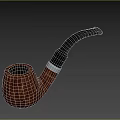 Classic Wooden Smoking Pipe With Black Mouthpiece And Silver Band Decoration For Daily Use