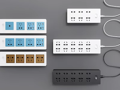 Modern Switch Panels With Multiple Sockets Various Colors And Sleek Designs 3d model