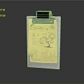 Computer Accessory Transparent Folder Featuring Black Clip Yellow Notepad Handwritten Notes And Sketch 3d model
