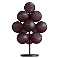 Modern Dark Brown Floor Lamp With Multiple Striped Spherical Shades 3d model