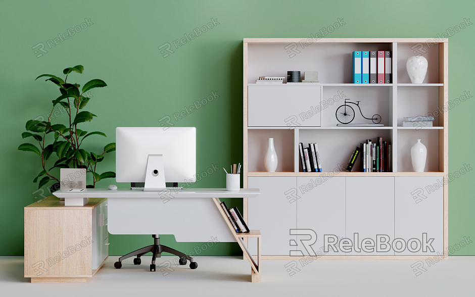 Modern office desk and chair office desk and chair cabinet combination model