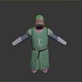 Detailed Medieval Knight Costume With Metallic Armor Green Tunic And Belt