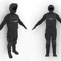 SWAT Black Protective Outfit With Full Tactical Equipment And Gear