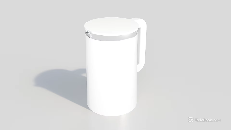 White Insulated Thermos Flask Daily Electrical Appliance with Modern Handle and Sleek Design 3d model 