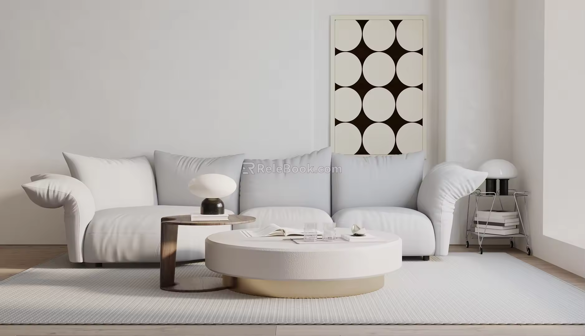 Modern Three-Seat Sofa Combination 3d model