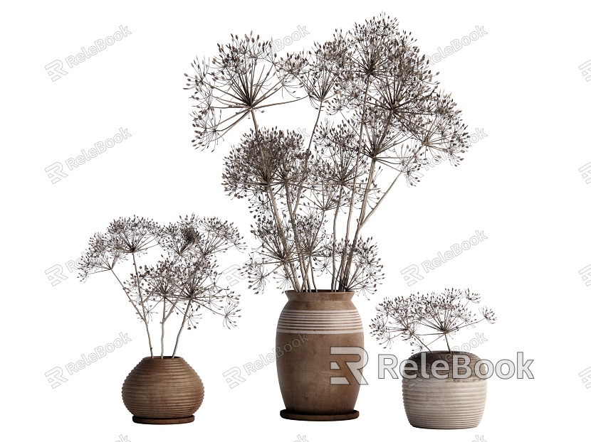 Ji Ji Vase Ornament Decoration Potted Plant model