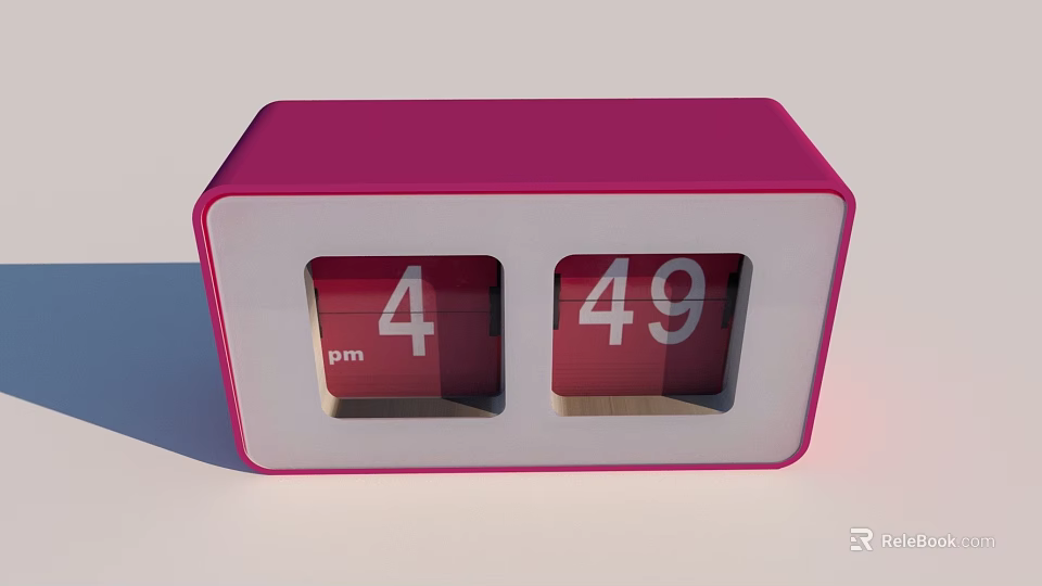 Public Facility Pink Flip Clock With Digital Time Display And PM Indicator 3d model 