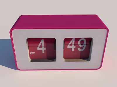 Public Facility Pink Flip Clock With Digital Time Display And PM Indicator 3d model