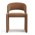 Modern Dining Table and Chair Set with Marble Tabletop and Brown Upholstered Chairs