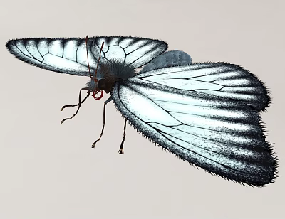 Close Up Of Flying Butterfly With Black And White Wings 3d model Close Up Of Flying Butterfly With Black And White Wings 3d model