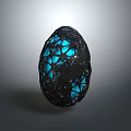 Mystical Creature Egg With Black Shell And Blue Glowing Interior