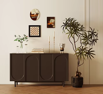 Modern Decorative Cabinet Entrance Cabinet Vase Flower Decoration Low Cabinet Storage Cabinet 3d model