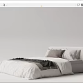 Modern Double Bed With White Linen Sheets Brown Pillows And Minimalist Headboard Design