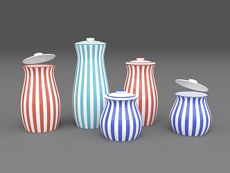 Ceramic color jar candy jar high and low jar artwork 3d model