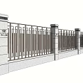 Modern Scenic Wall With Metal Railings White Pillars Green Trees And Grass