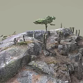 Natural Wooden Sticks And Rough Stone Boulders On Earthy Outdoor Ground