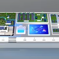 Integrated Smart Eco Tech Display Model With Solar Panels Green Areas And Interactive Screen 3d model