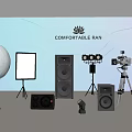 Comfortable Studio Photography Lighting Equipment Setup With Softbox Reflector Camera And Tripod 3d model