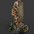 Game Movie Monster Character With Intricate Shell Like Structure and Glowing Green Eyes 3d model