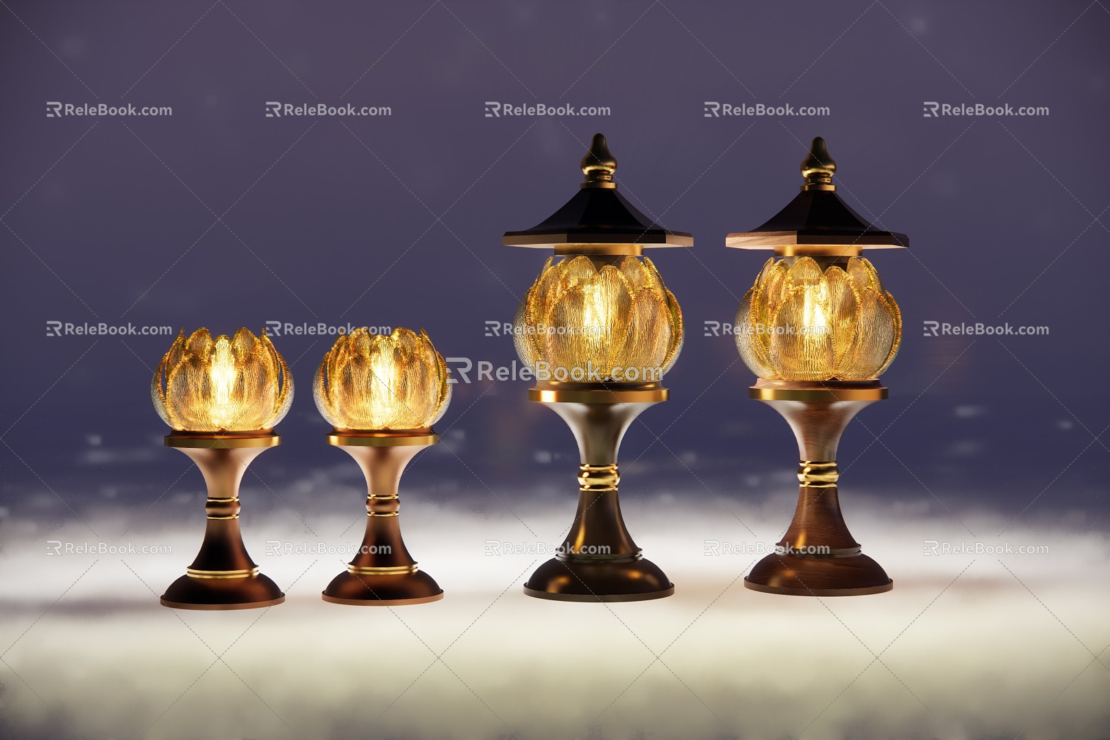 Candlestick Lamp Lotus Lamp Buddha Front Lamp Buddha Table Lamp 3d model