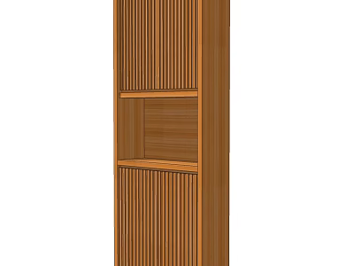 Wooden Shoe Cabinet With Vertical Slats Design And Open Shelf For Home Entryway 3d model