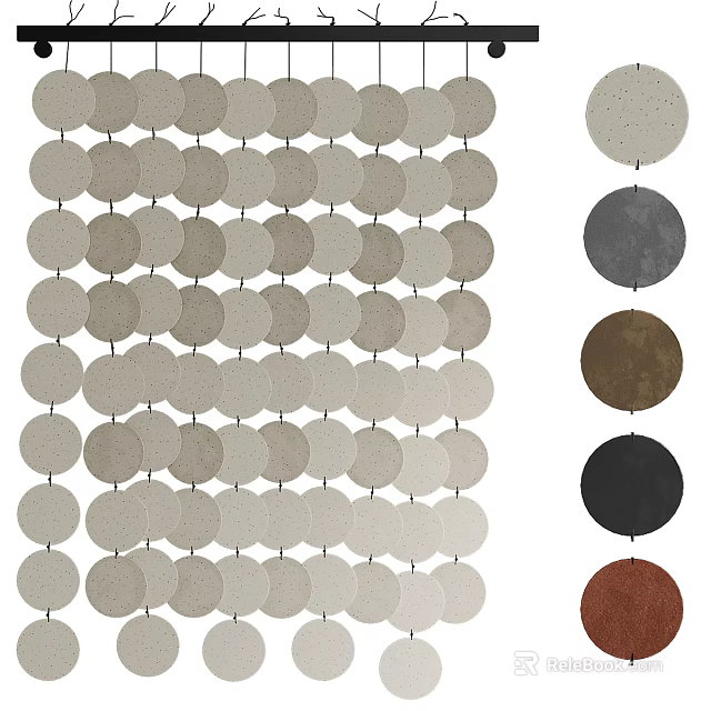 Modern Round Decorative Wall Hangings Featuring Neutral Colors And Grid Pattern 3d model