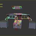 Aircraft Cockpit 3D Model Detailed Structure With Instrument Panels And Control Consoles