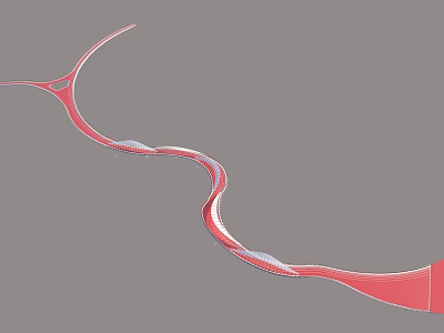 Modern Red Curved Landscape Bridge With Streamlined Structure And White Accents 3d model