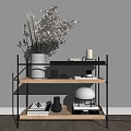 Decorative Ornament Combination with Vase Dried Flowers Candle and Books on Wooden Shelf