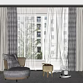 Elegant Gray and White Checkered Curtains with Sheer Panels for Window in Modern Home Interior