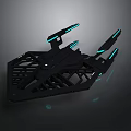 Futuristic Black Mechanical Structure With Blue Glowing Strips And Tech Design Elements 3d model
