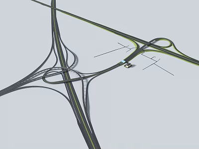 Road Infrastructure Multi Lane Interchange With Traffic Connection Layout And Efficient Highway Network 3d model