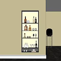 Modern Wine Cabinet With Glass Doors Shelves Lighting And Wine Bottles In Modern Interior