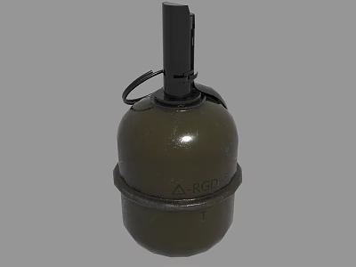 Green Military Grenade With Black Fuse Top Bottom Ring And Red Logo Marking 3d model