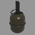 Green Military Grenade With Black Fuse Top Bottom Ring And Red Logo Marking